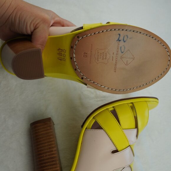 Opening Ceremony Colorblock Heels Yellow Blush Pink Leather Platform Sandals 9.5 - Picture 7 of 11